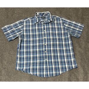 George Men's L 42-44 Plaid Short Sleeve Shirt